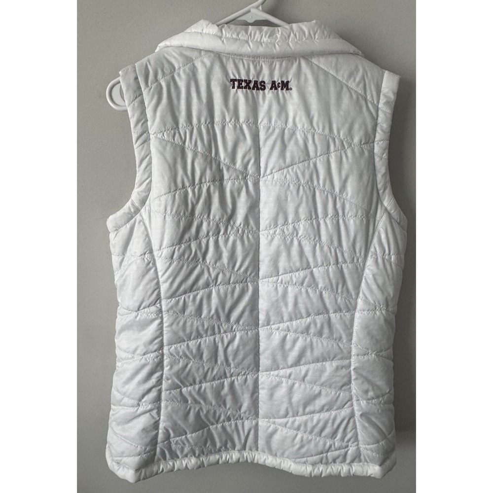 Texas A&M Aggies Vest White Columbia Omni-Heat Powder Lite Puffer Large EUC - Picture 2 of 7